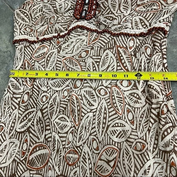 Sangria Womens Sz 12 Silk Dress Beaded Floral Boho Cottagecore Y2K Phoebe Buffay - Picture 11 of 12